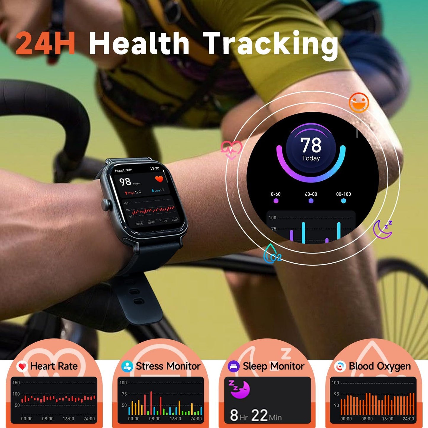 Bluetooth Talking, IP68 Showerproof Fitness Tracker- Fashion Smartwatch