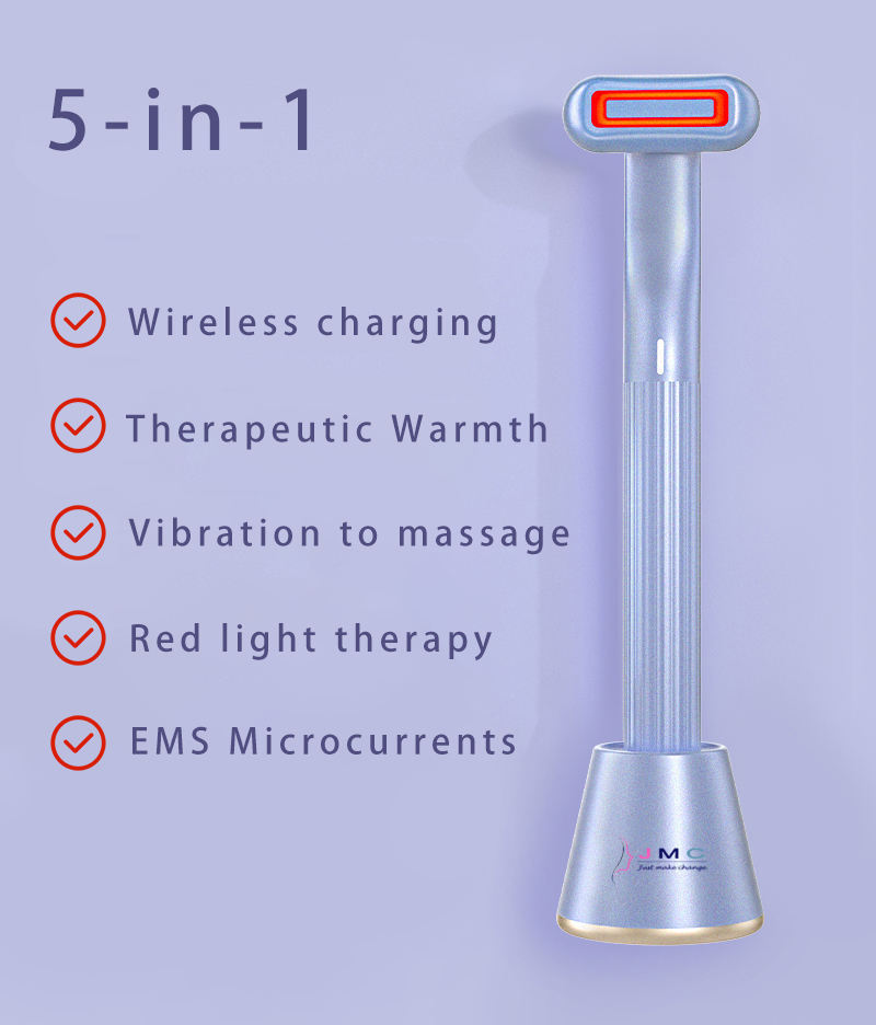 New Upgraded 360 Degrees Rotary Warmth Face Massage Red LED Skincare Tool