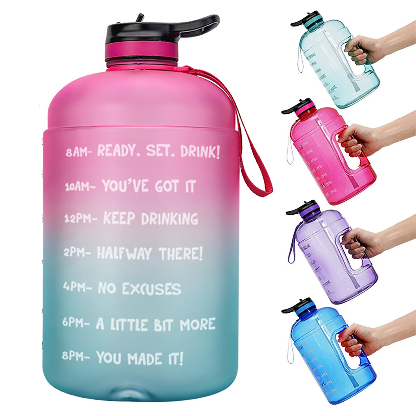 QuiFit Gallon Water Bottle with Straw Clear Plastic Drinking Bottles for GYM